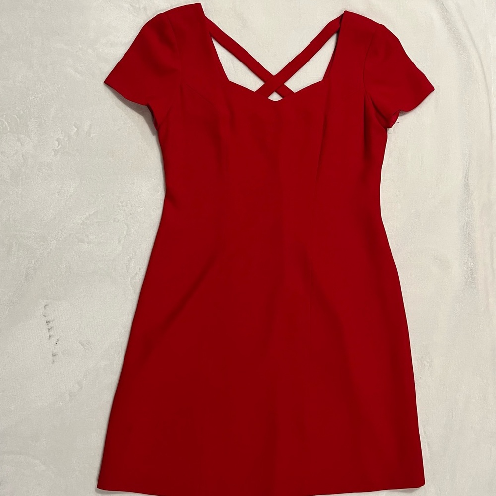 VTG Liz Claiborne Red Sheath Dress 10 Career 90s Date Night Minimalist VGUC